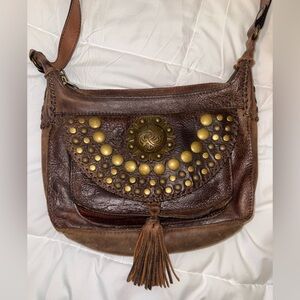 Patricia Nash Brown Vintage Leather Studded Bag